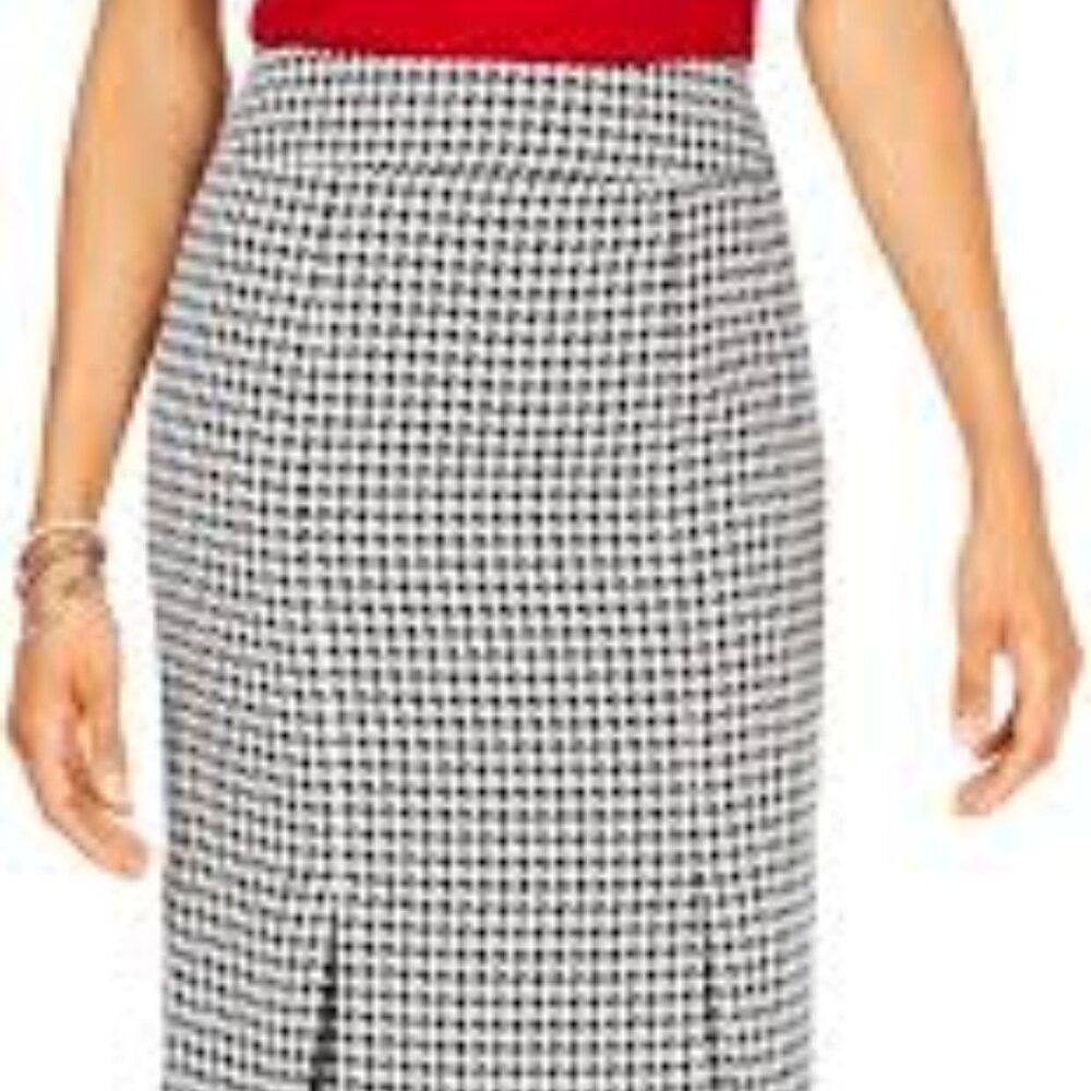 Ann Taylor loft polka dot pleated pencil skirt wool blend‎
